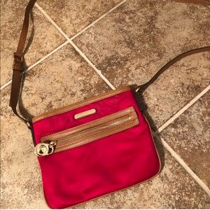 Michael Kors Red and Tan Crossbody w/ Gold Accents